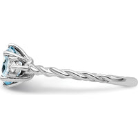14K White Gold Polished Aquamarine and Diamond Twisted Ring with Oval Aquamarine and Round Diamonds by 0