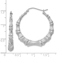 14K White Gold Polished Bamboo Hoop Earrings - 36.11mm Length by 0