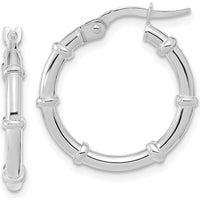 14K White Gold Polished Bamboo Hoop Earrings - Elegant Design by 0