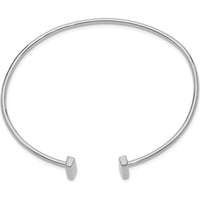 14K White Gold Polished Bar Cuff Flexible Bangle Bracelet by Oro Pregiato