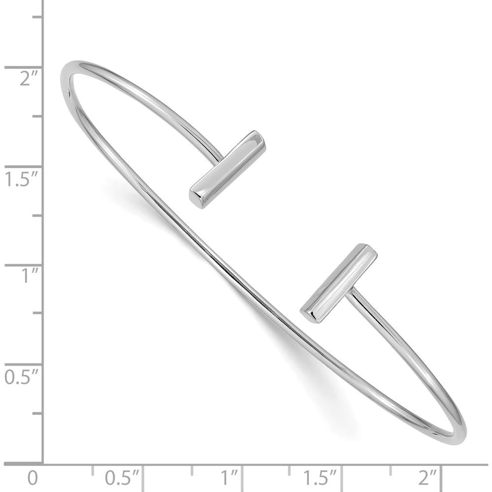 14K White Gold Polished Bar Cuff Flexible Bangle Bracelet by Oro Pregiato