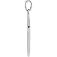 14K White Gold Polished Beveled Cross Pendant with Rhodium Plating by Oro Pregiato