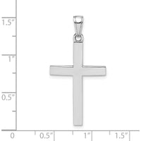 14K White Gold Polished Beveled Cross Pendant with Rhodium Plating by Oro Pregiato
