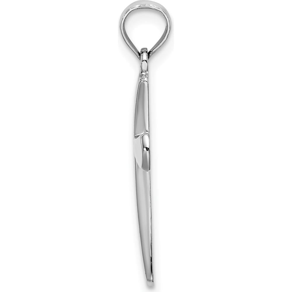 14K White Gold Polished Beveled Cross with Round Tips Pendant - 19.5mm Length by Oro Pregiato
