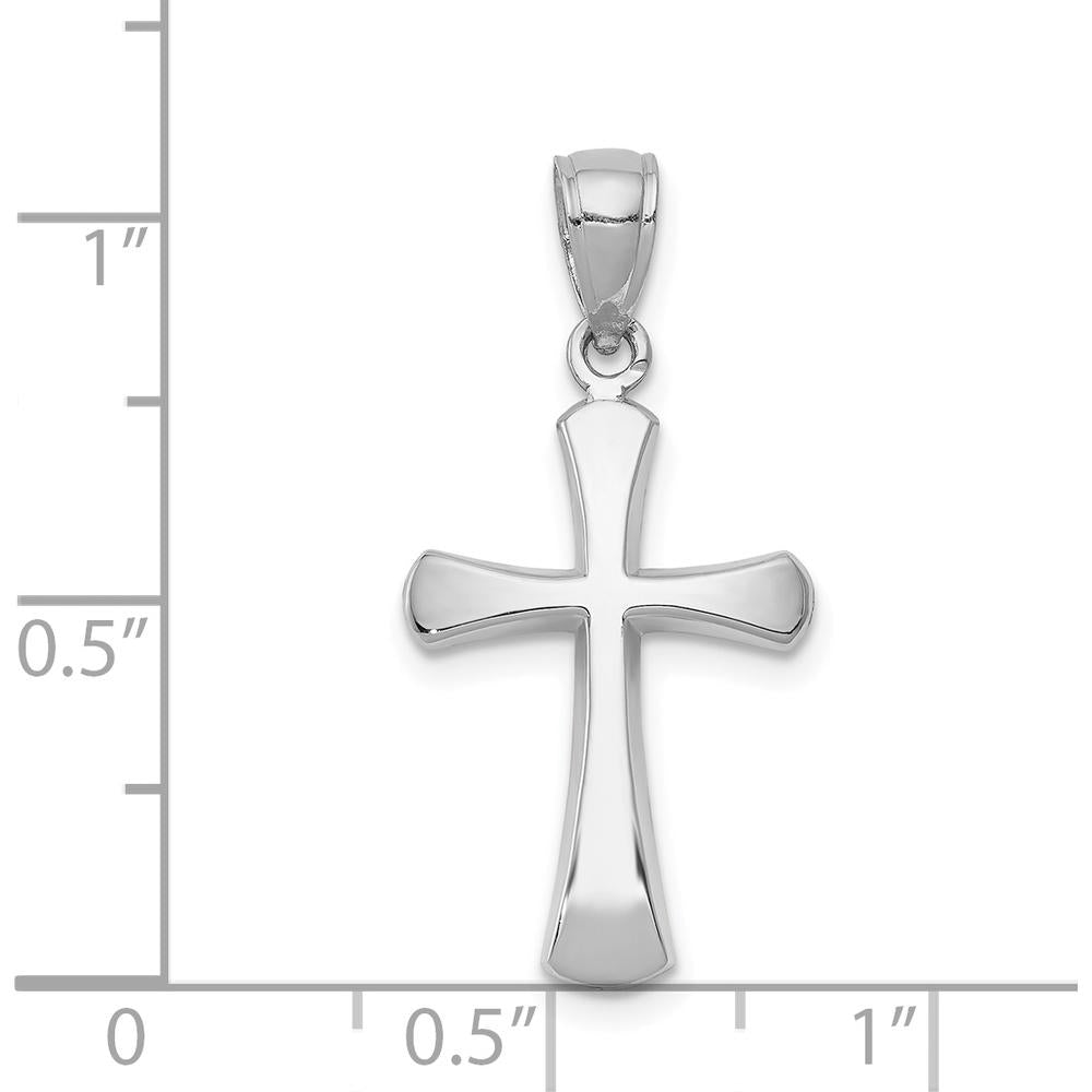 14K White Gold Polished Beveled Cross with Round Tips Pendant - 19.5mm Length by Oro Pregiato