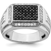 14K White Gold Polished Black and White Sapphire Men's Ring - 0.26 Carat Total Sapphire Weight by 0
