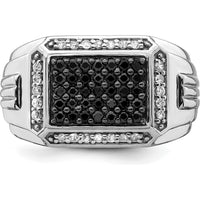 14K White Gold Polished Black and White Sapphire Men's Ring - 0.26 Carat Total Sapphire Weight by 0