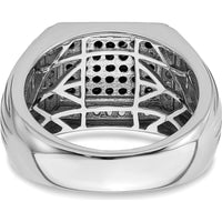 14K White Gold Polished Black and White Sapphire Men's Ring - 0.26 Carat Total Sapphire Weight by 0