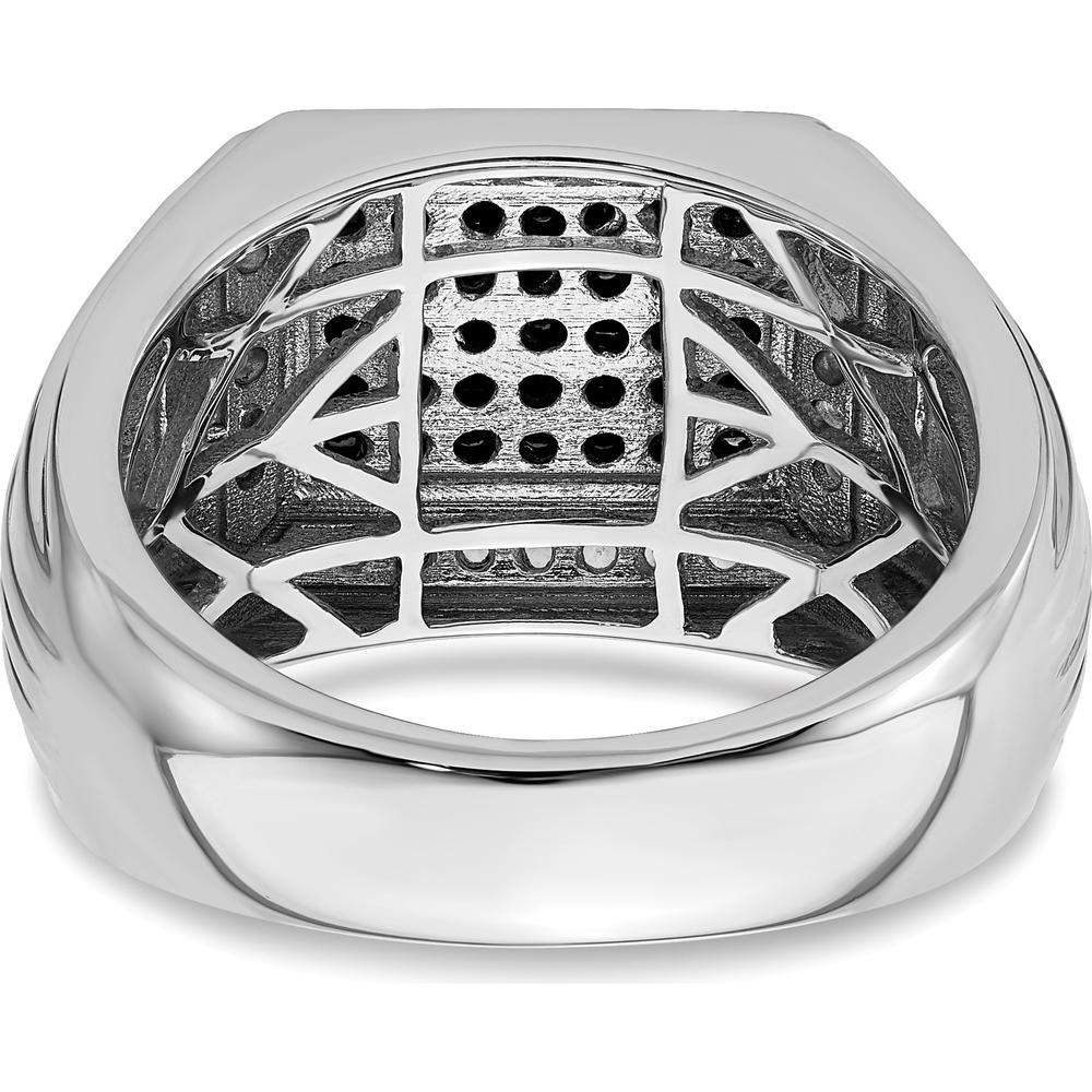 14K White Gold Polished Black and White Sapphire Men's Ring - 0.26 Carat Total Sapphire Weight by 0