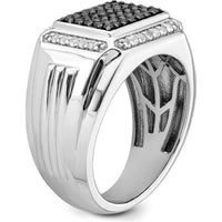 14K White Gold Polished Black and White Sapphire Men's Ring - 0.26 Carat Total Sapphire Weight by 0
