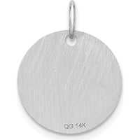 14K White Gold Polished Black Enamel "L" Initial Disk Charm - Laser Cut Design by Oro Pregiato