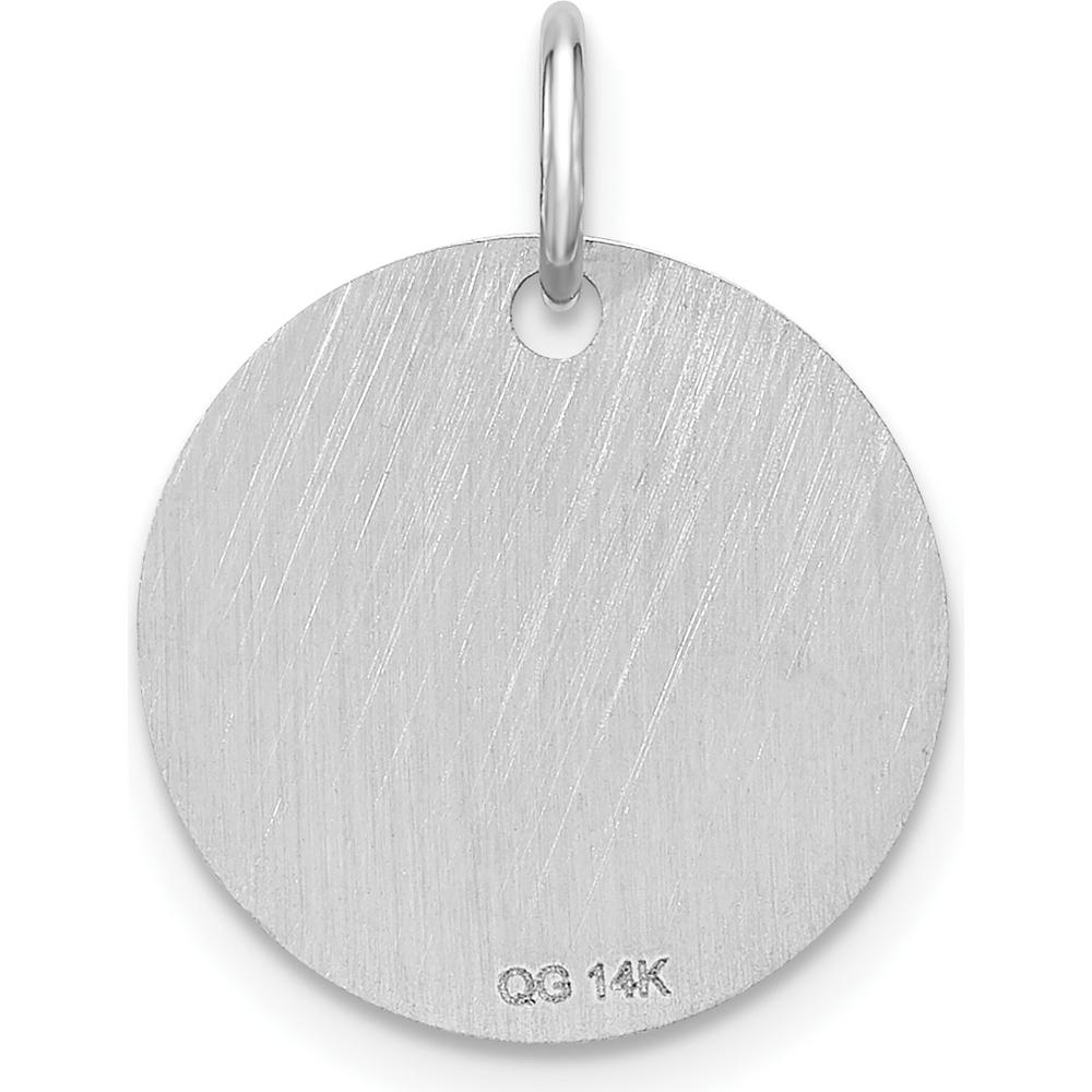 14K White Gold Polished Black Enamel "L" Initial Disk Charm - Laser Cut Design by Oro Pregiato