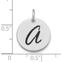 14K White Gold Polished Black Enamel Letter A Initial Disk Charm - 15.24mm by Oro Pregiato
