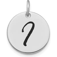 14K White Gold Polished Black Enamel Letter "I" Initial Disk Charm by Oro Pregiato