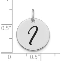 14K White Gold Polished Black Enamel Letter "I" Initial Disk Charm by Oro Pregiato