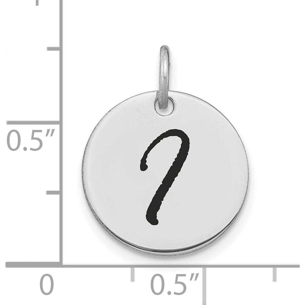 14K White Gold Polished Black Enamel Letter "I" Initial Disk Charm by Oro Pregiato