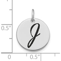 14K White Gold Polished Black Enamel Letter "J" Initial Disk Charm by Oro Pregiato