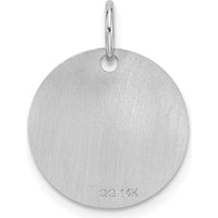 14K White Gold Polished Black Enamel "O" Initial Disk Charm - Personalized Elegant Pendant by Oro Pregiato