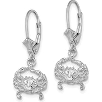 14K White Gold Polished Blue Crab Leverback Earrings with Rhodium Finish by 0