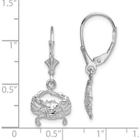 14K White Gold Polished Blue Crab Leverback Earrings with Rhodium Finish by 0