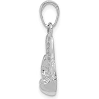 14K White Gold Polished Boxing Glove Charm with Rhodium Plating - 21.85mm Length by Oro Pregiato