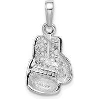 14K White Gold Polished Boxing Glove Charm with Rhodium Plating - 21.85mm Length by Oro Pregiato