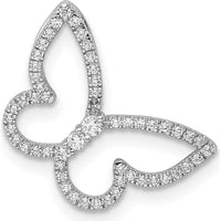 14K White Gold Polished Butterfly Diamond Chain Slide - 0.222 Carat Total Diamond Weight by Oro Pregiato