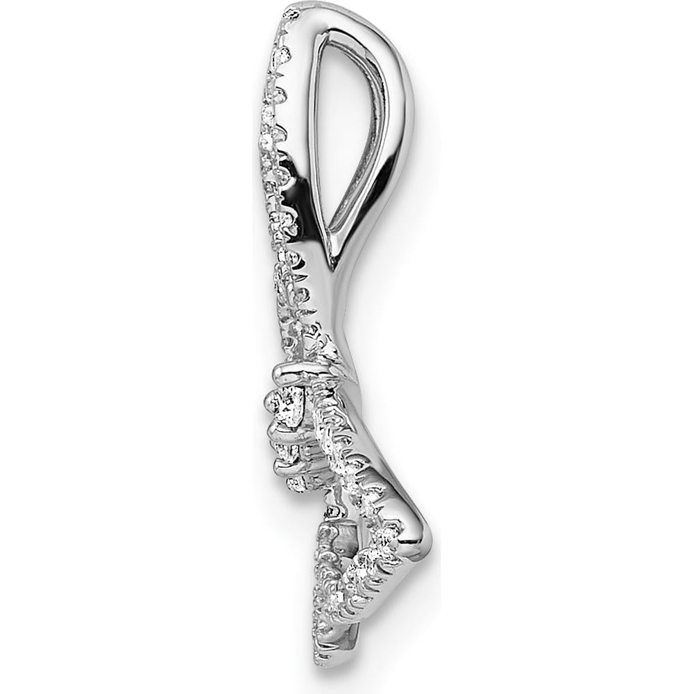 14K White Gold Polished Butterfly Diamond Chain Slide - 0.222 Carat Total Diamond Weight by Oro Pregiato