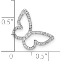 14K White Gold Polished Butterfly Diamond Chain Slide - 0.222 Carat Total Diamond Weight by Oro Pregiato