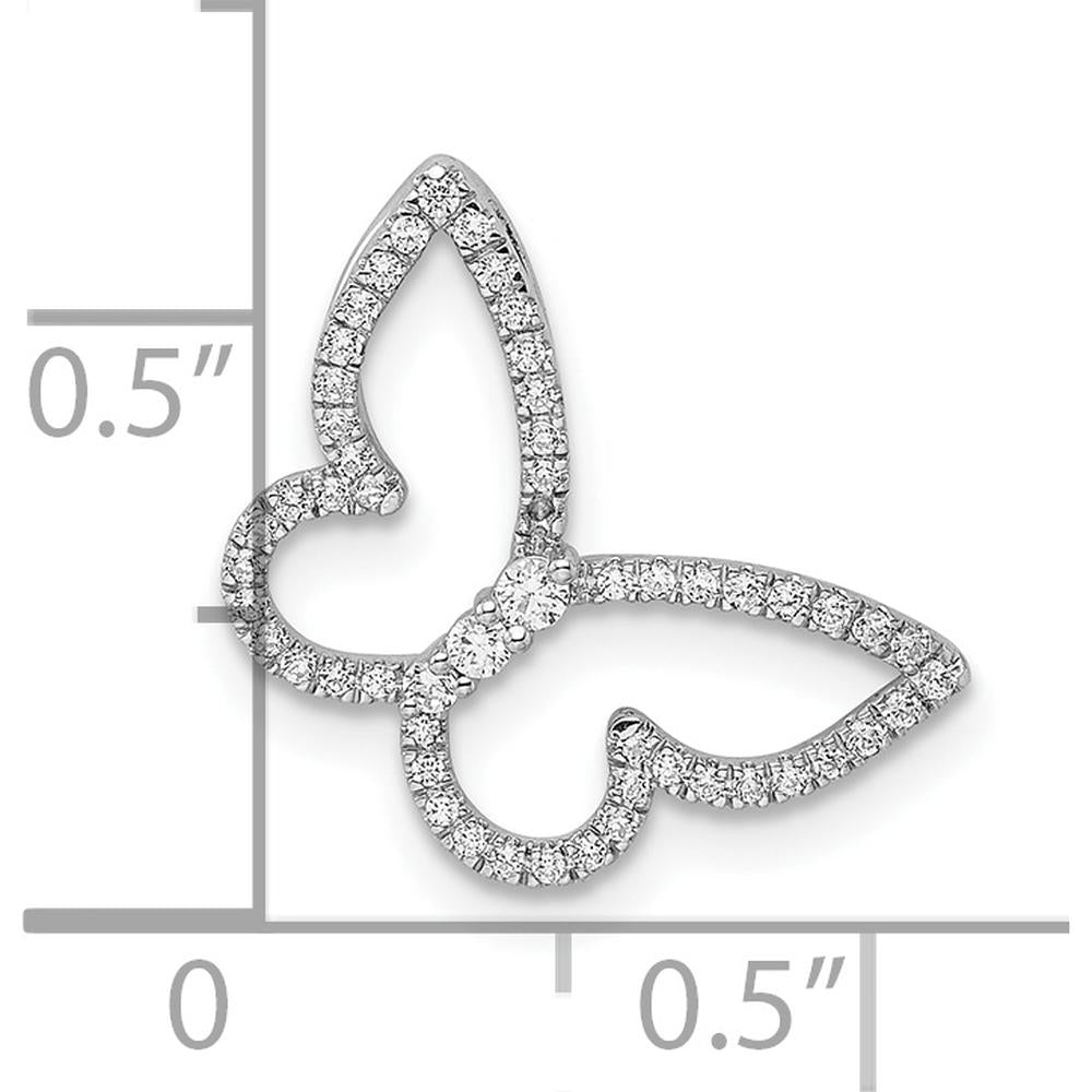 14K White Gold Polished Butterfly Diamond Chain Slide - 0.222 Carat Total Diamond Weight by Oro Pregiato