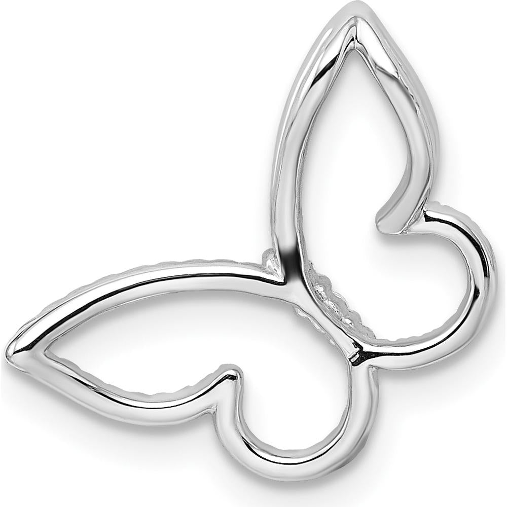 14K White Gold Polished Butterfly Diamond Chain Slide - 0.222 Carat Total Diamond Weight by Oro Pregiato
