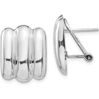 14K White Gold Polished Button Omega Clip Back Earrings by 0