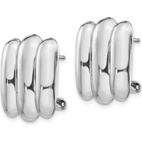 14K White Gold Polished Button Omega Clip Back Earrings by 0