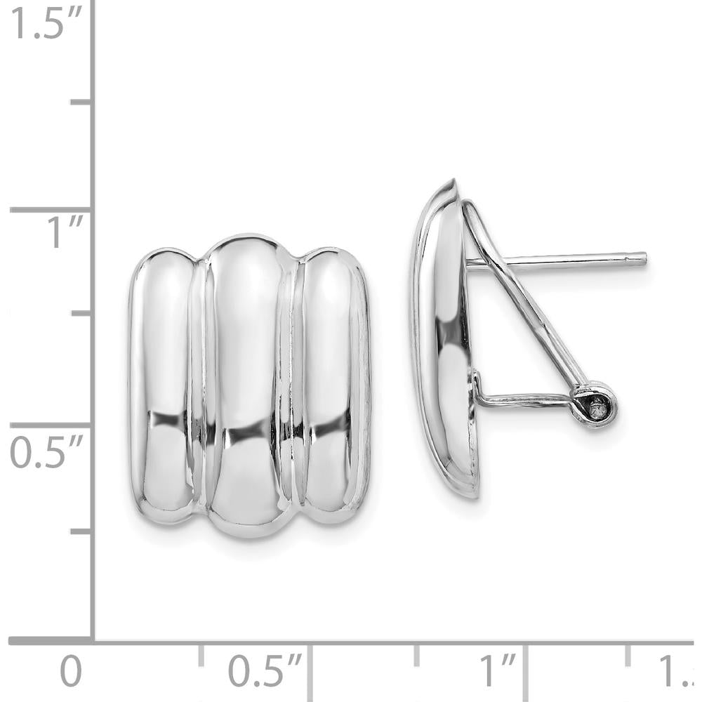 14K White Gold Polished Button Omega Clip Back Earrings by 0
