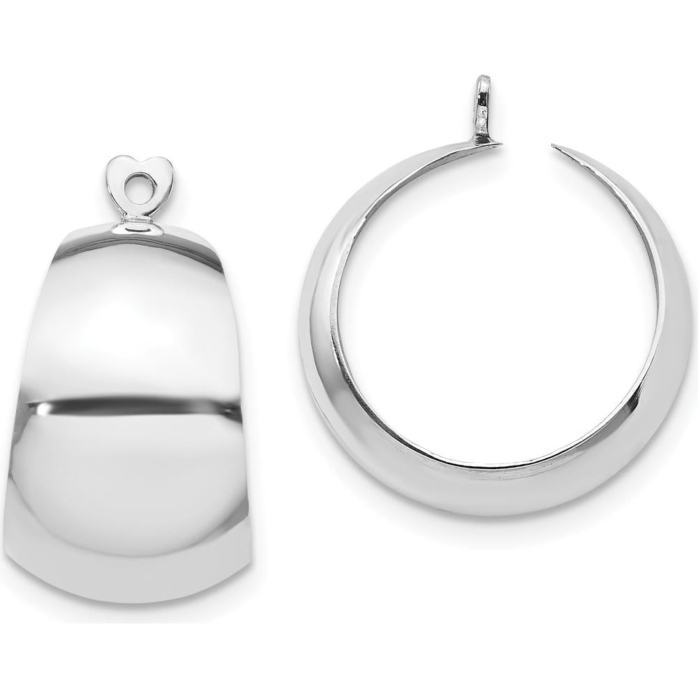 14K White Gold Polished C-Hoop Earring Jackets - Classic Design by Oro Pregiato