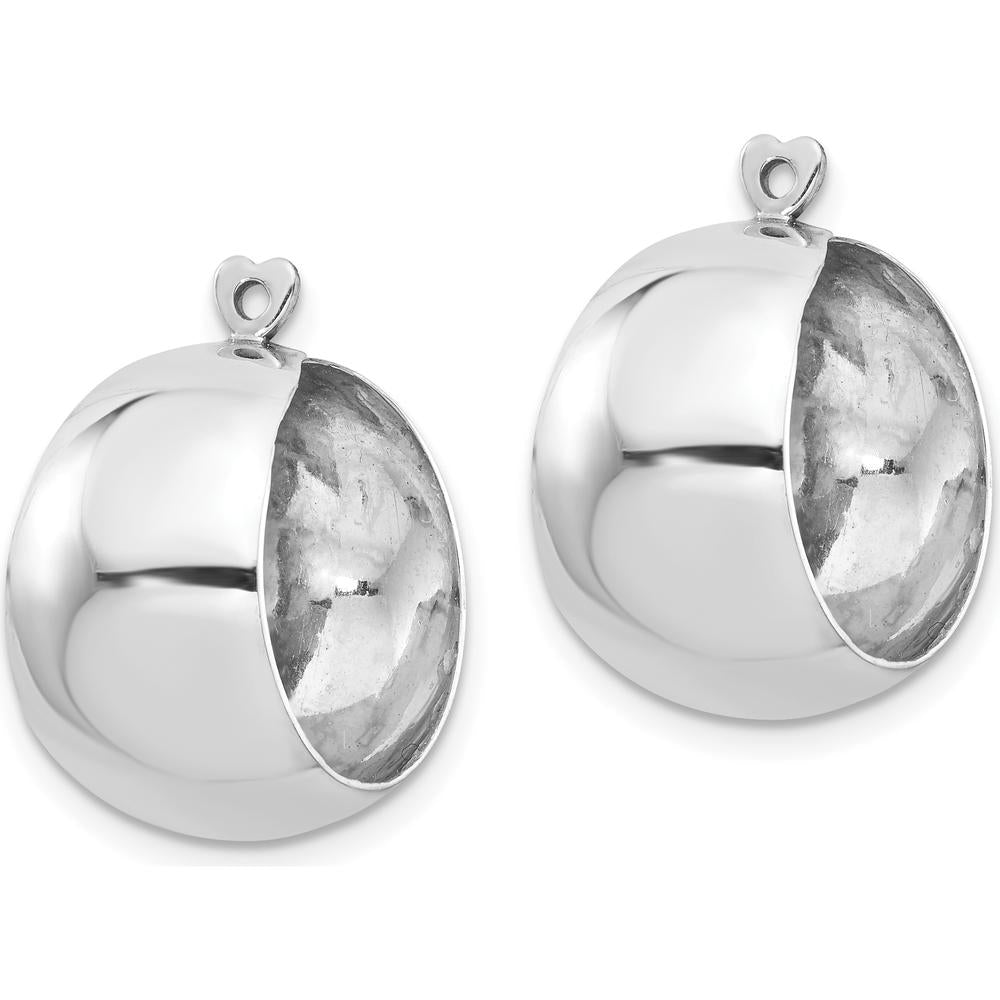 14K White Gold Polished C-Hoop Earring Jackets - Classic Design by Oro Pregiato