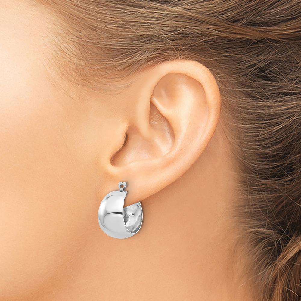 14K White Gold Polished C-Hoop Earring Jackets - Classic Design by Oro Pregiato