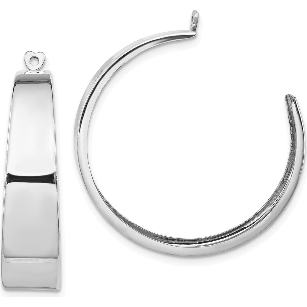 14K White Gold Polished C-Hoop Earring Jackets - Timeless Women's Jewelry Enhancement by Oro Pregiato