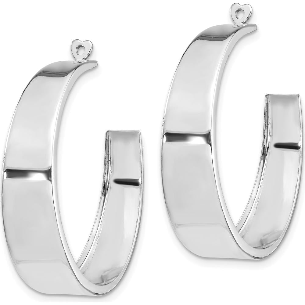 14K White Gold Polished C-Hoop Earring Jackets - Timeless Women's Jewelry Enhancement by Oro Pregiato