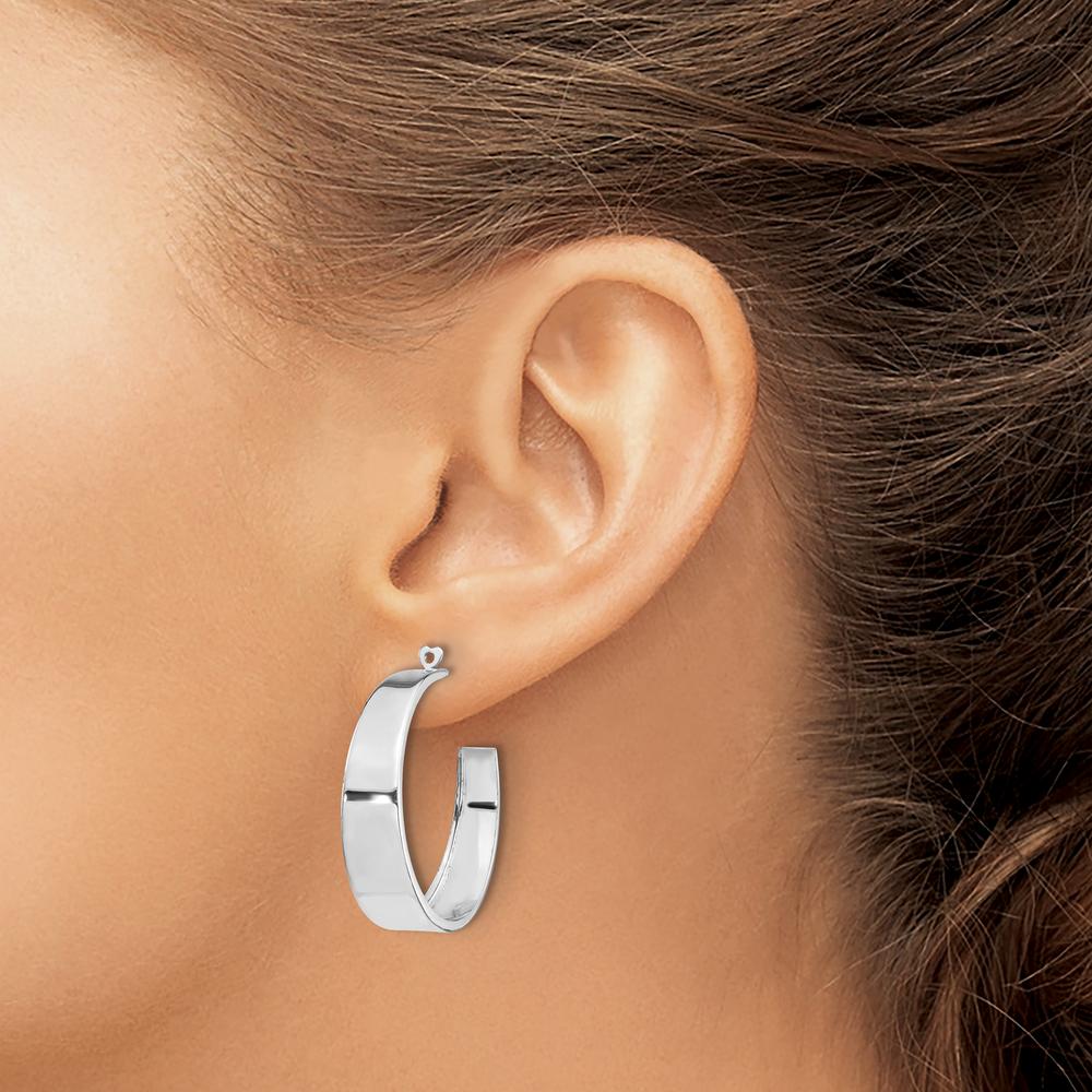 14K White Gold Polished C-Hoop Earring Jackets - Timeless Women's Jewelry Enhancement by Oro Pregiato