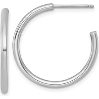 14K White Gold Polished C-Hoop Earrings - 25mm Length by 0