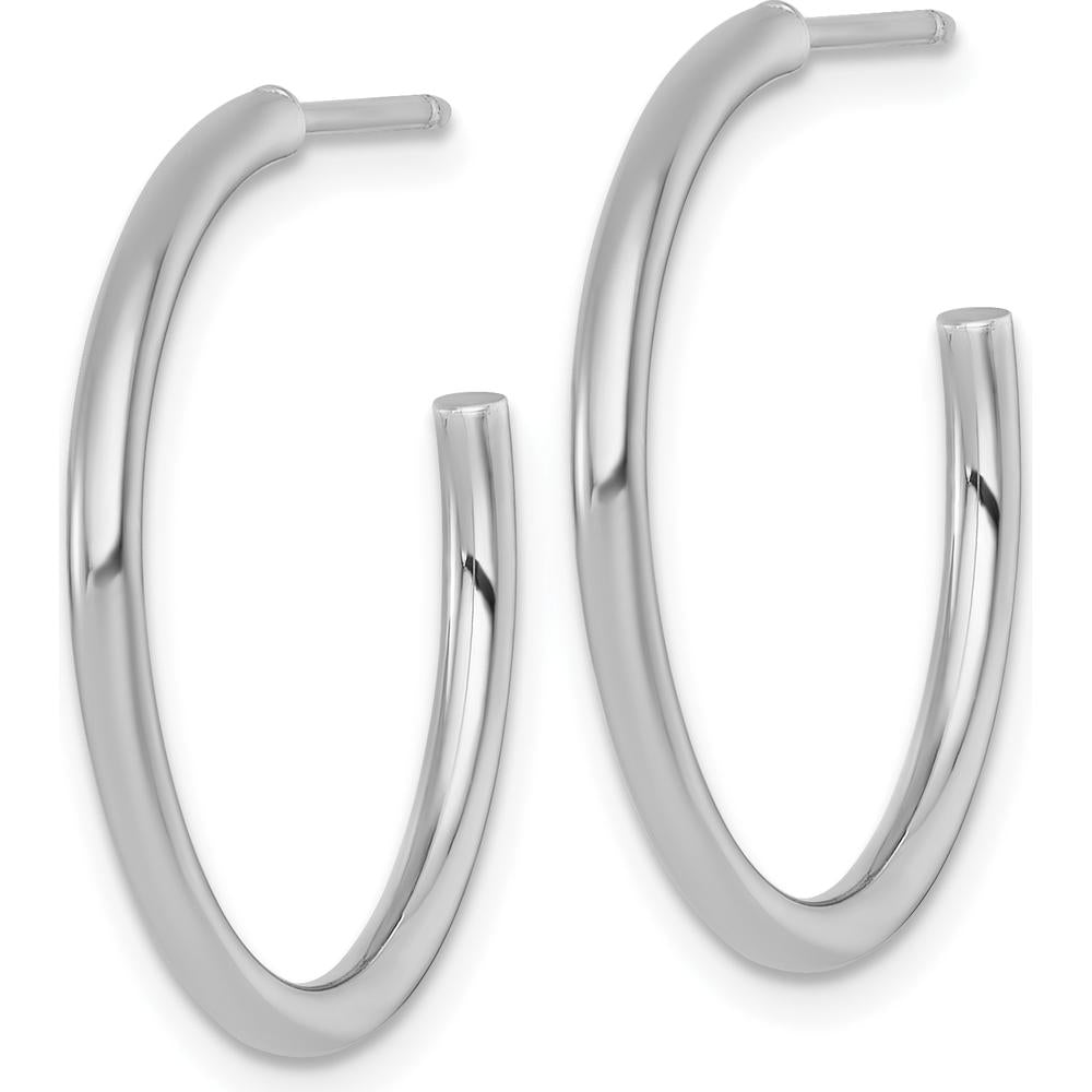 14K White Gold Polished C-Hoop Earrings - 25mm Length by 0