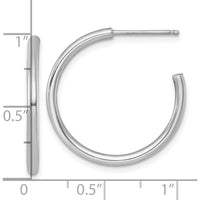 14K White Gold Polished C-Hoop Earrings - 25mm Length by 0