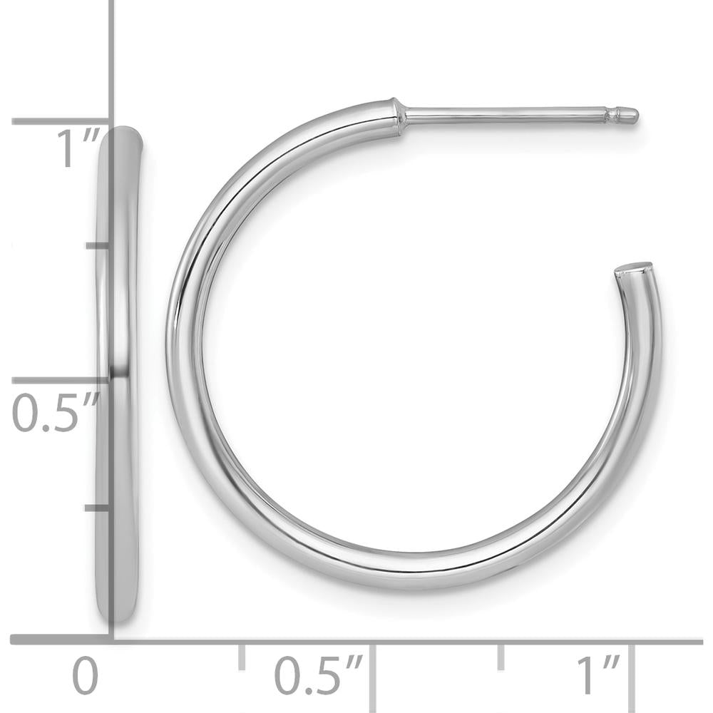 14K White Gold Polished C-Hoop Earrings - 25mm Length by 0