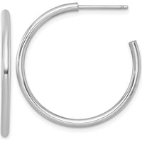 14K White Gold Polished C-Hoop Earrings - 30mm by 0