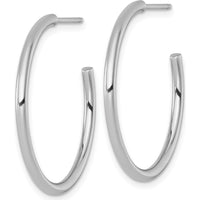14K White Gold Polished C-Hoop Earrings - 30mm by 0