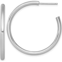 14K White Gold Polished C-Hoop Earrings - 35mm Length by 0
