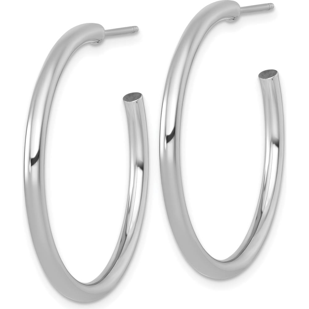 14K White Gold Polished C-Hoop Earrings - 35mm Length by 0