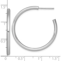 14K White Gold Polished C-Hoop Earrings - 35mm Length by 0