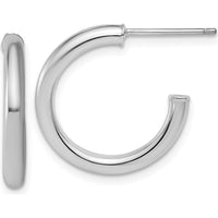 14K White Gold Polished C-Hoop Post Earrings - 20mm Length by 0